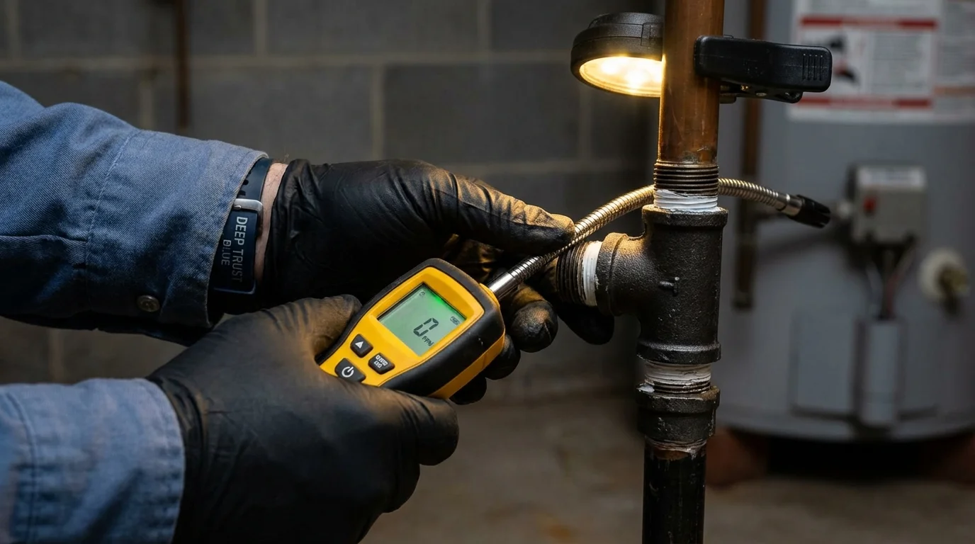Gas leak detection with electronic sniffer by Johns Plumbing LLC in Mont Belvieu