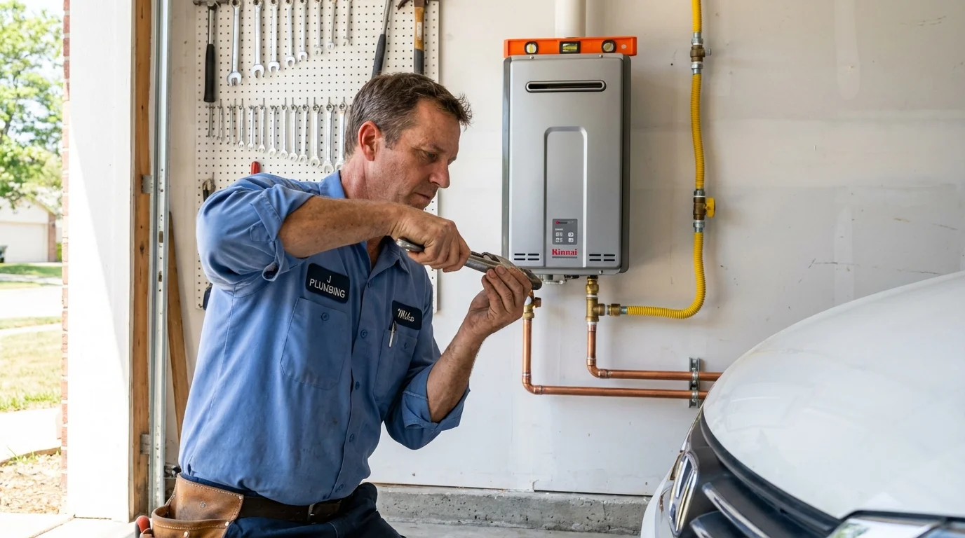 Tankless water heater installation by a Johns Plumbing LLC plumber in Mont Belvieu